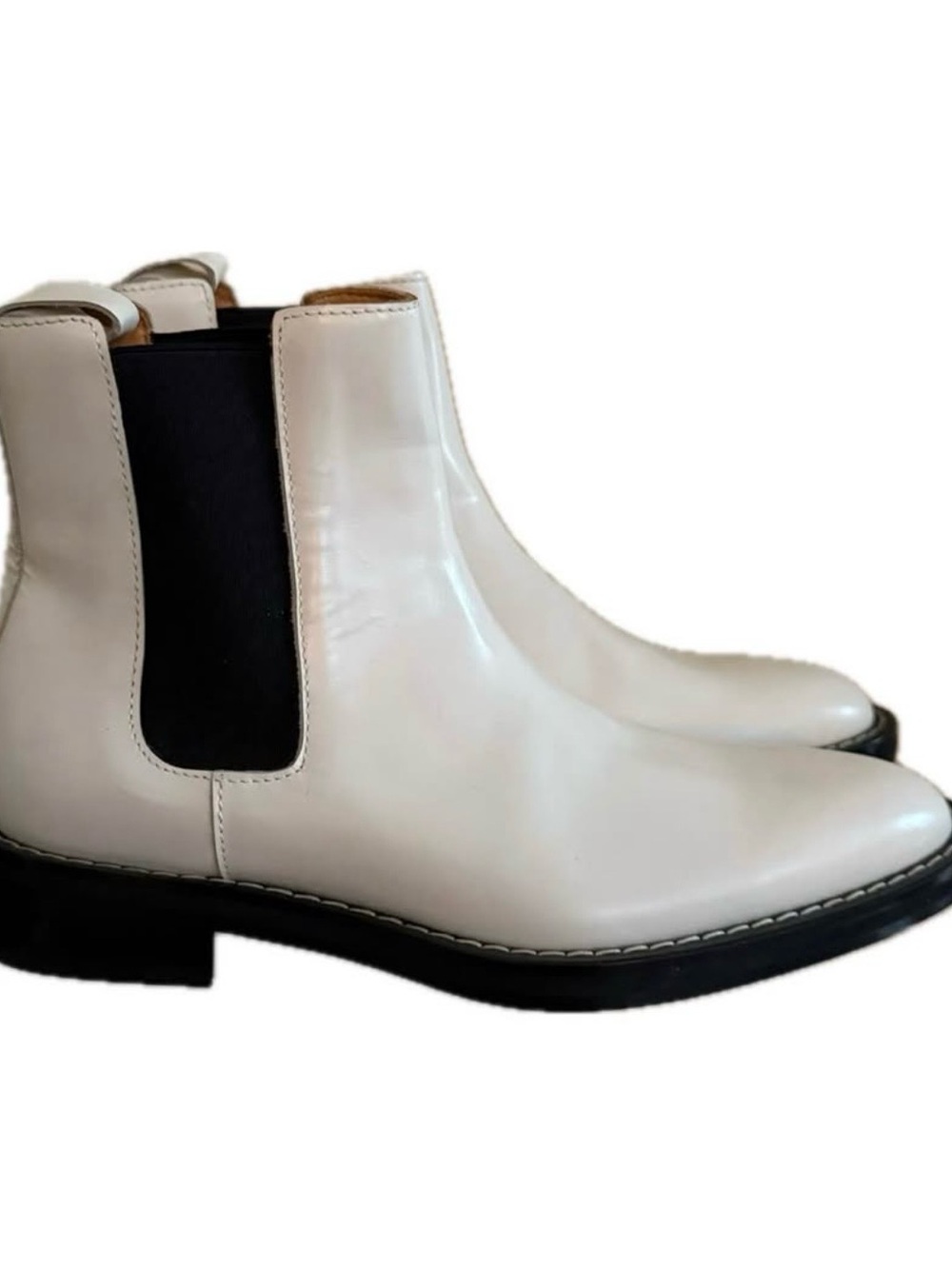 AMI Paris White Leather Chelsea Boots - Size 40